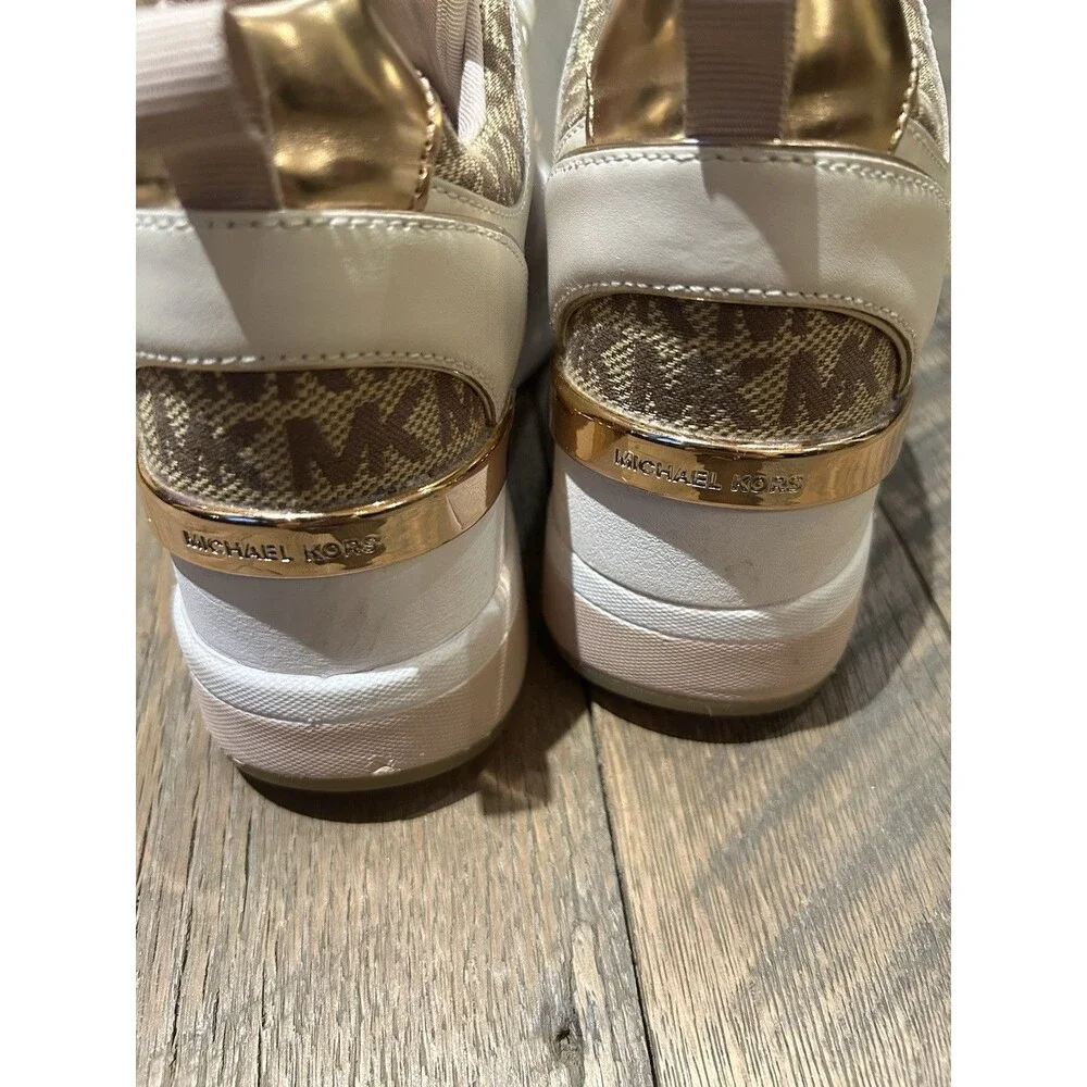 Michael Kors Georgie Trainer Sneakers Women’s Size 7 Leather and Rose Gold Retro